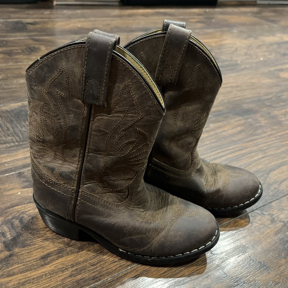 Masterson Cowboy Boots Boys 11.5D Brown Leather Western Round Toe Rodeo Youth